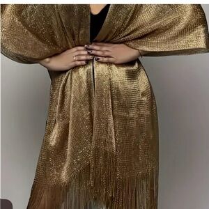 Lightweight gold fringe kimono. Brand new, no tags. Never worn.